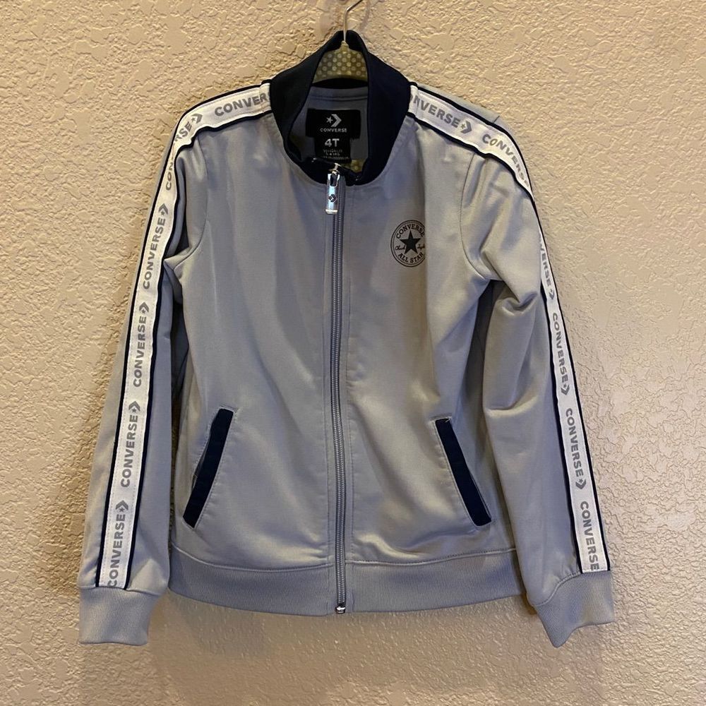 Converse jacket full zip grey spell out on sleeves 4T